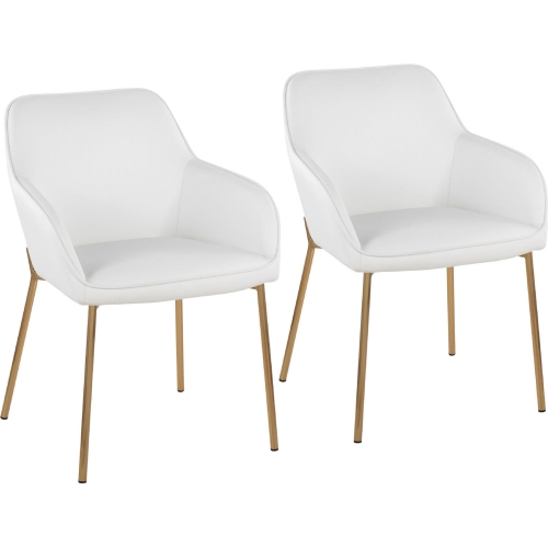 Daniella Dining Chair in White Leatherette & Gold Steel (Set of 2)